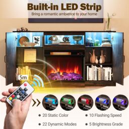 "Costway TV Cabinet for TVs up to 68"" 59"" Media Console Table in Brown" - thumbnail 6