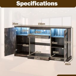"Costway TV Cabinet for TVs up to 68"" 59"" Media Console Table in Brown" - thumbnail 4
