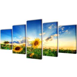 Berkfield Home Canvas Wall Print Set Sunflower 200 x 100 cm - thumbnail 2