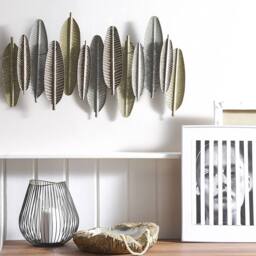 Wyld and Coco Feathers Wall Decor Gold and Silver Iron 66 x 37 cm Industrial Modern - thumbnail 1