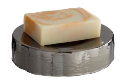 Orsina Hammered Black Black Nickel Finish Soap Dish in Silver - thumbnail 3