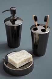 Orsina Hammered Black Black Nickel Finish Soap Dish in Silver - thumbnail 5