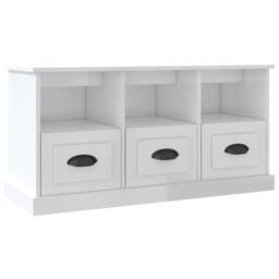 Berkfield Home TV Cabinet High Gloss White 100x35x50 cm Engineered Wood - Size: 100 x 35 x 50 cm - thumbnail 3