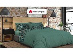 Vente-unique Headboard With Bedside Tables - 160 Cm - Oak & Black - MISTA in Light Oak - Size: Double - thumbnail 4
