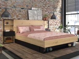 Vente-unique Headboard With Bedside Tables - 160 Cm - Oak & Black - MISTA in Light Oak - Size: Double - thumbnail 9