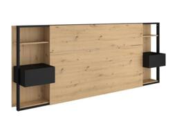 Vente-unique Headboard With Bedside Tables - 160 Cm - Oak & Black - MISTA in Light Oak - Size: Double - thumbnail 7
