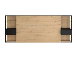 Vente-unique Headboard With Bedside Tables - 160 Cm - Oak & Black - MISTA in Light Oak - Size: Double - thumbnail 6