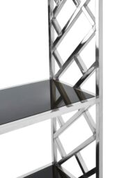 Orsina Monochromatic Silver Tiles Design Bookshelf, Silver Finish Bookshelf With Lattice Pattern, Tall Shelving Unit - thumbnail 5
