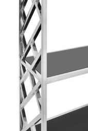 Orsina Monochromatic Silver Tiles Design Bookshelf, Silver Finish Bookshelf With Lattice Pattern, Tall Shelving Unit - thumbnail 4