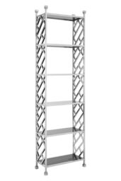 Orsina Monochromatic Silver Tiles Design Bookshelf, Silver Finish Bookshelf With Lattice Pattern, Tall Shelving Unit - thumbnail 2
