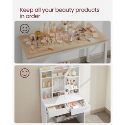 VASAGLE LED Vanity Desk 3 Light Modes Adjustable Brightness Mirror in White - thumbnail 4