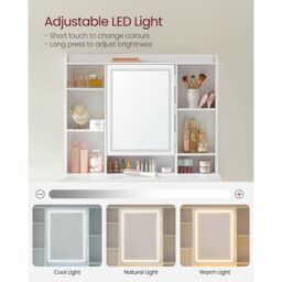 VASAGLE LED Vanity Desk 3 Light Modes Adjustable Brightness Mirror in White - thumbnail 5