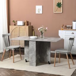 HOMCOM 80-140 cm Folding Dining Table for 4-6 Drop Leaf Table in Grey