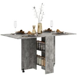 HOMCOM 80-140 cm Folding Dining Table for 4-6 Drop Leaf Table in Grey - thumbnail 2