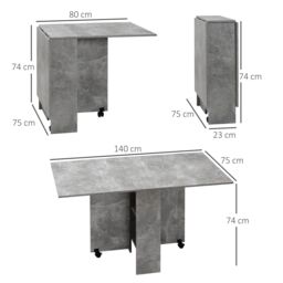 HOMCOM 80-140 cm Folding Dining Table for 4-6 Drop Leaf Table in Grey - thumbnail 3