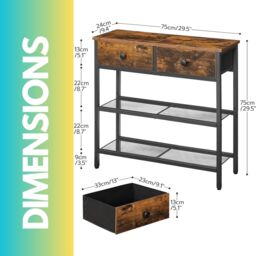 Pirlo Plush Industrial Console Table With 2 Non-Woven Drawers Hallway Furniture in Brown - thumbnail 6