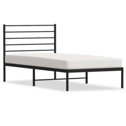 Berkfield Home Metal Bed Frame with Headboard Black 75x190 cm Small Single - thumbnail 3
