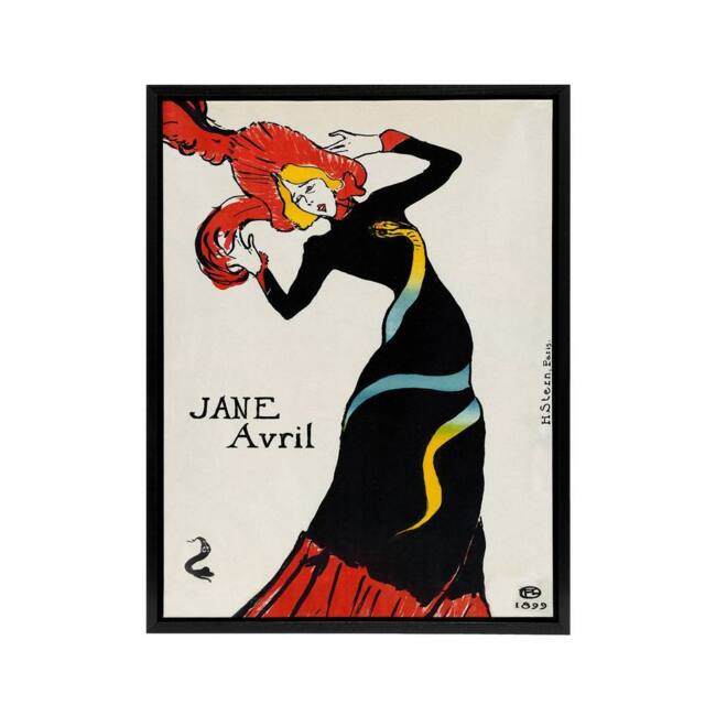 "Artery8 Toulouse Lautrec Can Can Dancer Jane Avril Framed Canvas Wall Art Print - Size: W12"" x H16""" - image 1
