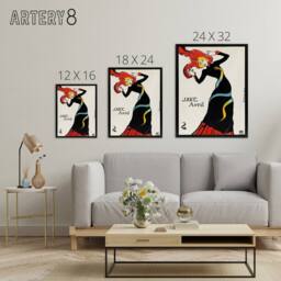 "Artery8 Toulouse Lautrec Can Can Dancer Jane Avril Framed Canvas Wall Art Print - Size: W12"" x H16""" - thumbnail 4