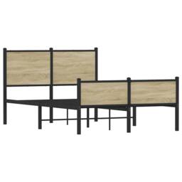 Berkfield Home Metal Bed Frame without Mattress Sonoma Oak 120x200 cm in Light Oak - Size: Small Double - thumbnail 3