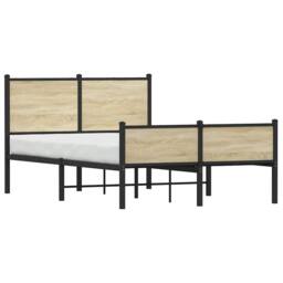 Berkfield Home Metal Bed Frame without Mattress Sonoma Oak 120x200 cm in Light Oak - Size: Small Double - thumbnail 4