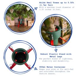 Harbour Housewares Classic Real Christmas Tree Stand - 5.5in - Black in Green - thumbnail 2