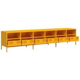 Berkfield Home TV Cabinet Mustard Yellow 202x39x43.5 cm Cold-rolled Steel - thumbnail 4