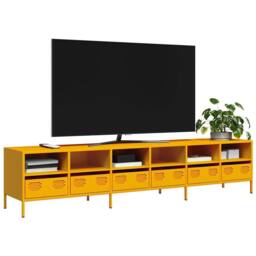 Berkfield Home TV Cabinet Mustard Yellow 202x39x43.5 cm Cold-rolled Steel - thumbnail 2
