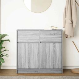 Berkfield Home Sideboard with Drawer Grey Sonoma 80x34x76 cm Engineered Wood - Size: 80 x 34 x 76 cm - thumbnail 3