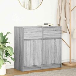 Berkfield Home Sideboard with Drawer Grey Sonoma 80x34x76 cm Engineered Wood - Size: 80 x 34 x 76 cm - thumbnail 1