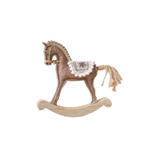 Melody Maison Neutral Brown Felt Standing Rocking Horse Decoration - 16cm - image 1