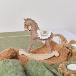Melody Maison Neutral Brown Felt Standing Rocking Horse Decoration - 16cm - thumbnail 5