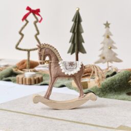 Melody Maison Neutral Brown Felt Standing Rocking Horse Decoration - 16cm - thumbnail 6