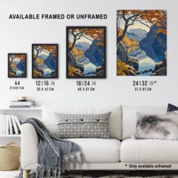 "Artery8 Autumn Tree Lake District Cumbria Mountains Framed Art Print - Size: W12"" x H16""" - thumbnail 3