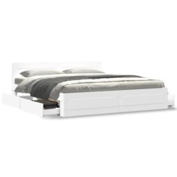 Berkfield Home Bed Frame with Headboard without Mattress White 180x200 cm Super King - thumbnail 4