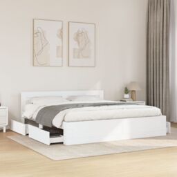 Berkfield Home Bed Frame with Headboard without Mattress White 180x200 cm Super King - thumbnail 1