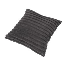 OHS 2 x Faux Fur Thick Rib Cushion Covers in Charcoal - Size: 45 cm x 45 cm - thumbnail 2