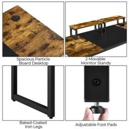 Kelvenix Wooden Computer Desk Study Desk in Brown - Size: 0.6m2 - thumbnail 4