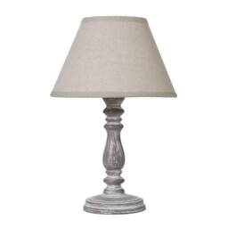 Wyld Haus Bastide White Washed Turned Column Table Lamp with Cream Linen Shade - Size: 10 inches - thumbnail 2