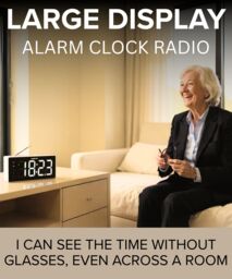 "Denver Large Digit Digital Alarm Clock Radio - Mains Powered, 9"" Display, Brightness Control in White" - thumbnail 2