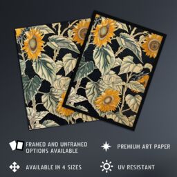 "Artery8 Sunflowers with Leafy Stalks Painting Floral Framed Art Print in Green - Size: W12"" x H16""" - thumbnail 2