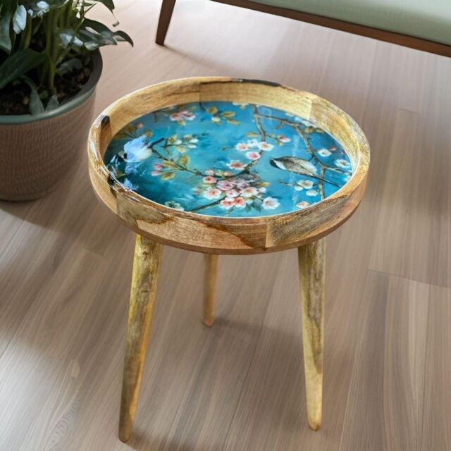 Hartsmede Handmade Side Table with Detachable Legs Florence in Blue - image 1