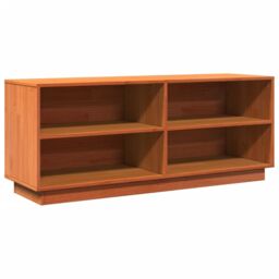 Berkfield Home Shoe Cabinet Wax Brown 110x34x45 cm Solid Wood Pine - Size: 110 x 34 x 45 cm - thumbnail 2