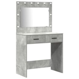 Berkfield Home 3 Piece Dressing Table Set with LED Concrete Grey Engineered Wood - thumbnail 4