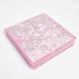OHS Pack of 4 Crushed Velvet Folding Storage Box Cube in Light Pink - thumbnail 6
