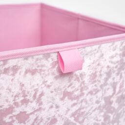 OHS Pack of 4 Crushed Velvet Folding Storage Box Cube in Light Pink - thumbnail 4