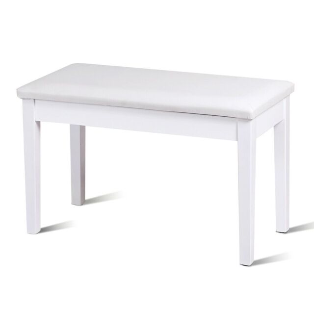Costway 75cm PU Leather Piano Bench Double Duet Seat Padded Vanity Stool with Storage in White - image 1