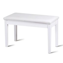 Costway 75cm PU Leather Piano Bench Double Duet Seat Padded Vanity Stool with Storage in White