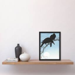 Artery8 Ohara Koson Framed Wall Art Print Two Crows On A Tree Branch in Blue - Size: A4 - thumbnail 2