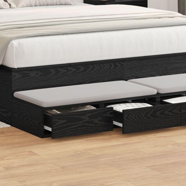 Berkfield Home Bed Drawers Black 140x36.5x16.5 cm Built from Engineered Wood - image 1